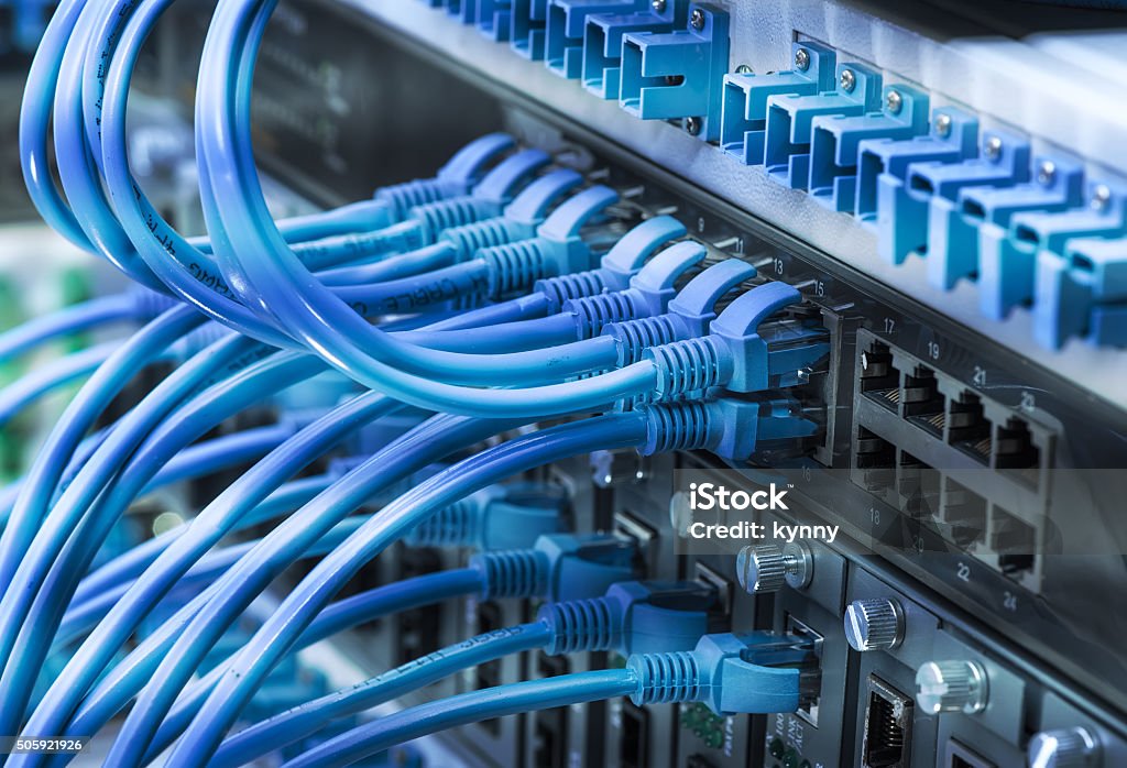 patch network cables connected to switch
